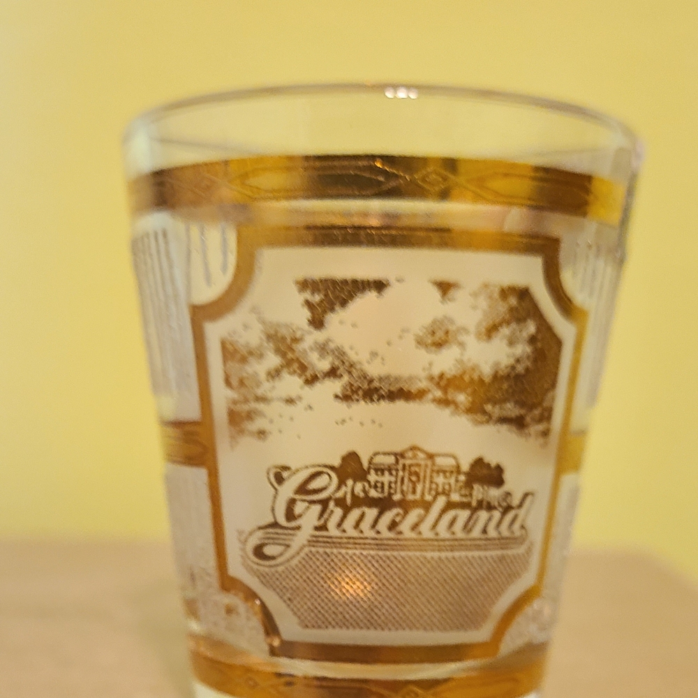 Graceland/Elvis Presley Themed Shot Glass with Gold Accents